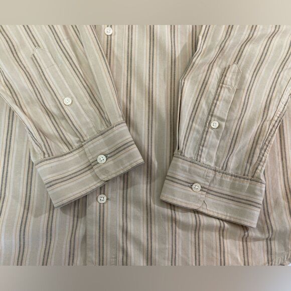 Timberland Shirt Men’s XXL Tan Black Stripe Button Up Long Sleeve Casual Outdoor - Picture 6 of 10